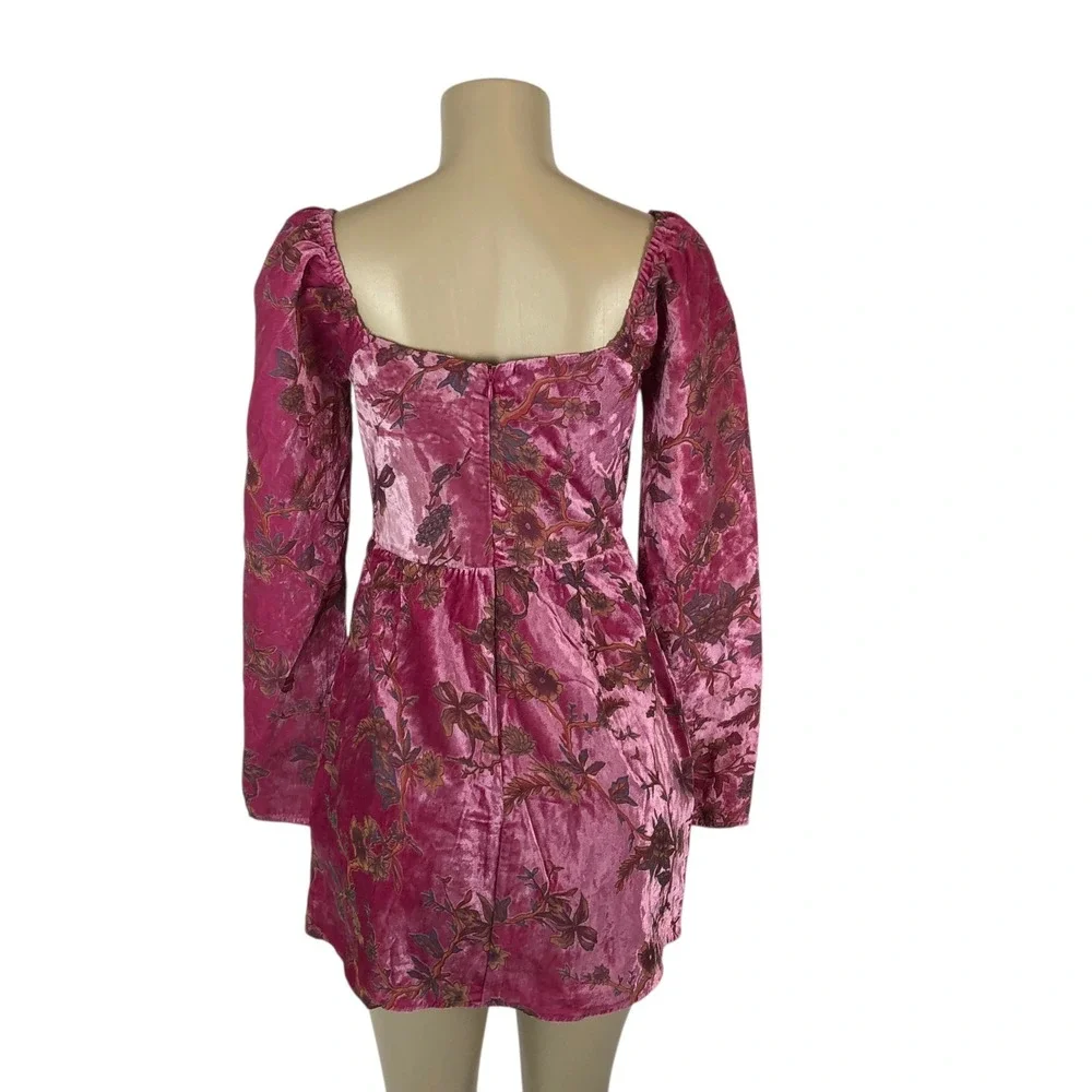 NWT Lulus Pink Floral Velvet‎ Burnout Bustier Mini Dress Size S Y2K Party Club